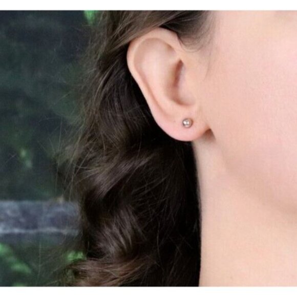 14k Yellow Gold 4.8mm Ball Bead Earrings Stud Post - Picture 2 of 8